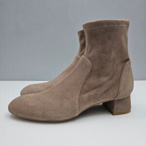 NEW Stuart Weitzman Grace Sock Ankle Bootie Womens 8.5 Cashmere Suede Block Heel